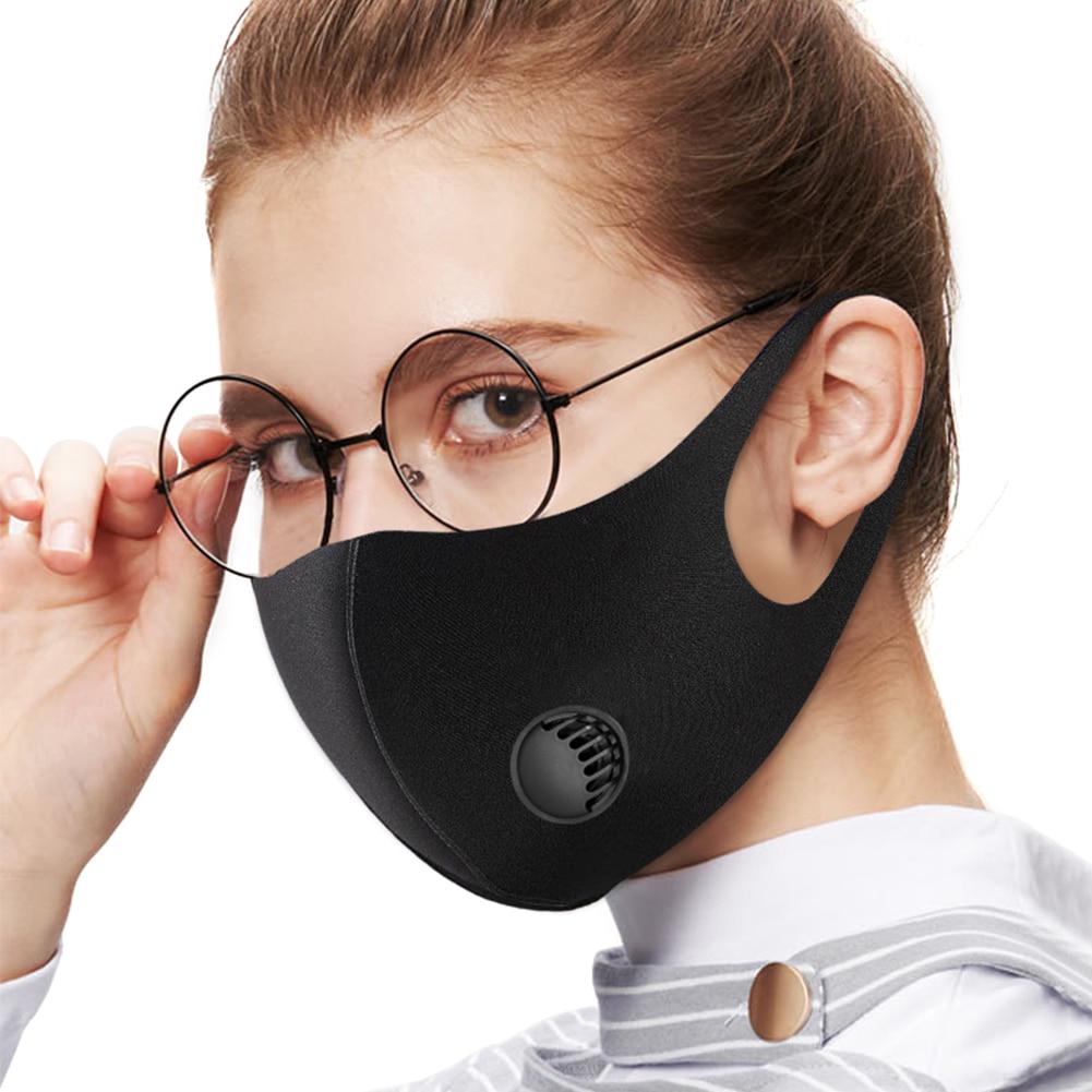 Cotton Black White Valve Mouth Face Masks Anti PM2.5 Dust Maske Washable Reusable Mouth Cover Filter