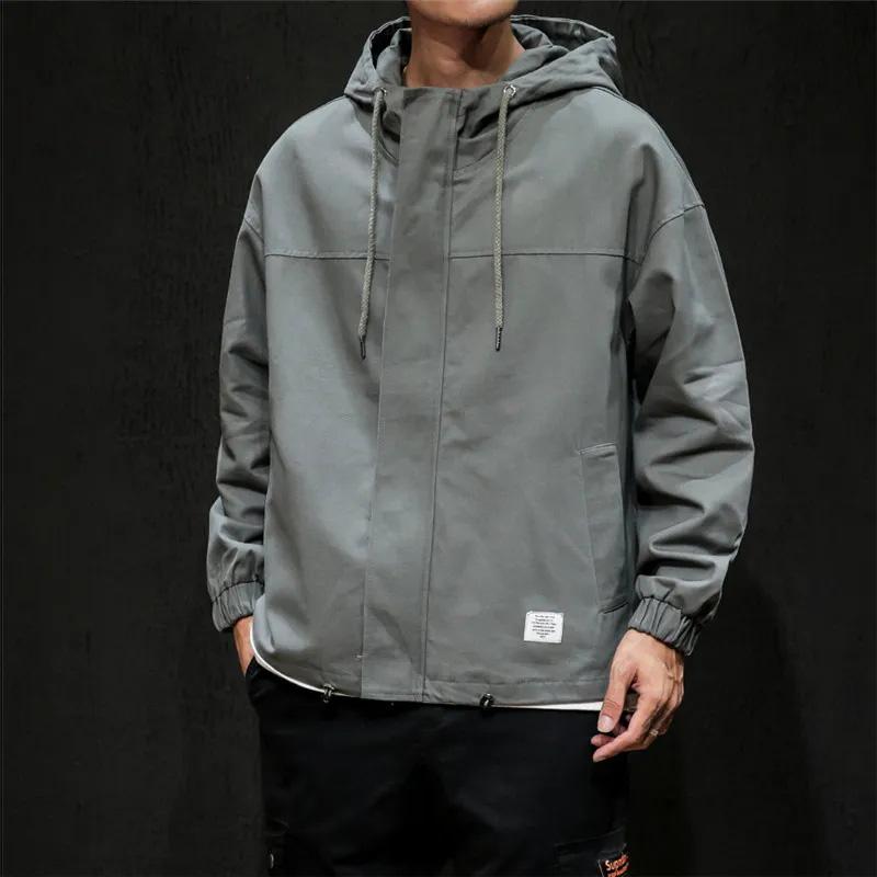 Spring and Autumn Jacket Men's Korean Version of The Trend Hooded Work Jacket Men's Loose Student All-match Top
