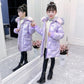 Girls' Winter Cotton-padded Clothes Children's Plus Velvet and Thick Mid-length Down Coat Bright and Wash-free Cotton-padded Jackets