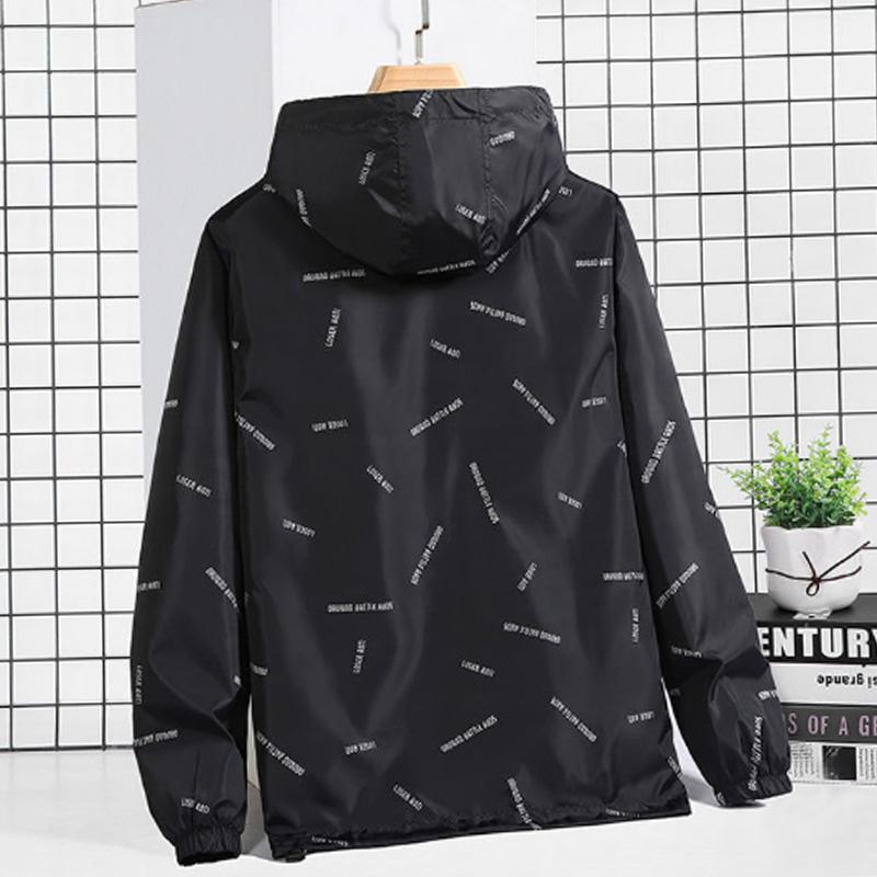 Men's Spring and Autumn Youth Jacket Men's Hooded Solid Color Jacket Casual Loose Large Size Sports Men's Thin Jacket