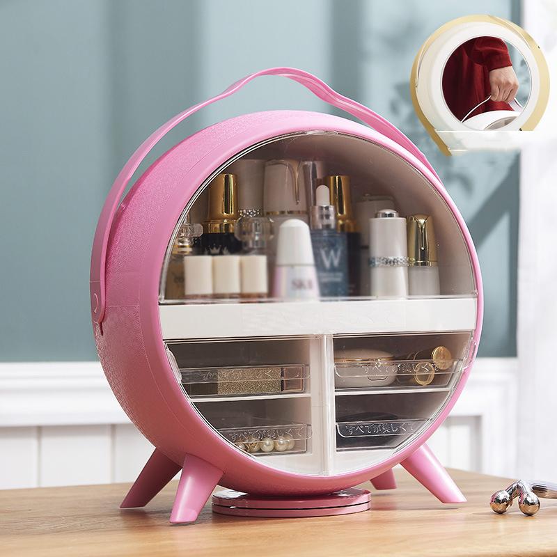 Cosmetic Storage Box Large-capacity Desktop Finishing Dust-proof Household Racks Portable Skin Care Products Storage Box with Light