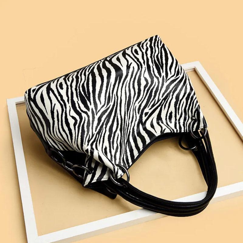 Leopard-print Genuine Leather Women's Bag Large-capacity Shoulder Bag Armpit Bag Soft Leather Mother Bag