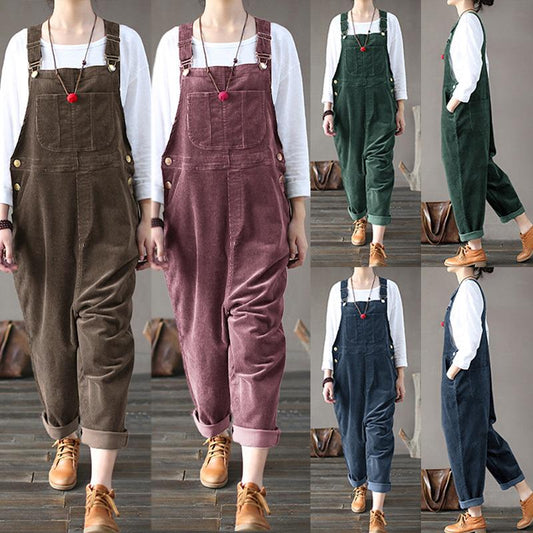 Women’s Corduroy Overalls, Plus Size Overalls, Loose Fit Corduroy Jumpsuit, Casual Corduroy Jumpsuit, Classic Overalls