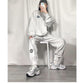 Extra Large Size Solid Color Pullover Casual Sports Suit Women's Spring and Autumn Thin Section Meat-covering Sweater and Leggings Two-piece Set