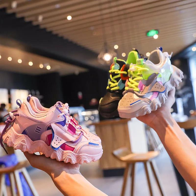 Spring Fall New Kids Pu Leather Shoes Baby Girls Sport Sneakers Children Shoes Boys Tennis Shoes Fashion Casual Shoes Soft Trainer
