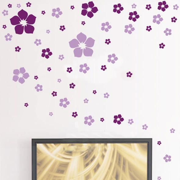 TV background clover flower wall sticker wall flower wall decoration wallpaper cute cartoon murals
