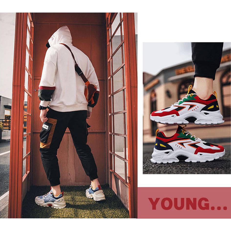 Clunky Shoes for Men Lace Up Thick Sneakers Increase High Anti-slip Casual Sports Shoes for Lovers