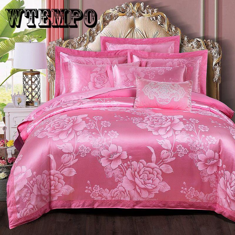 Embroidered jacquard cotton four-piece bedding quilt cover sheets pillowcases noble European