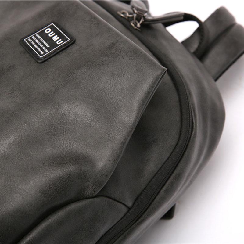 Leather Backpack Men Gray Anti-theft Waterproof Outdoor Travel Bag Student Book Computer Bags
