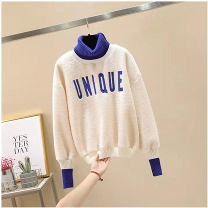 Autumn and Winter Loose High-necked Sweater Women's Pullover Thick Warm Jacket