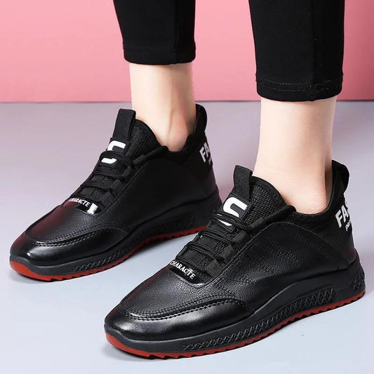 Winter Leisure Leather Waterproof All-match Plus Velvet Cotton Shoes Warm and Comfortable Flat Shoes