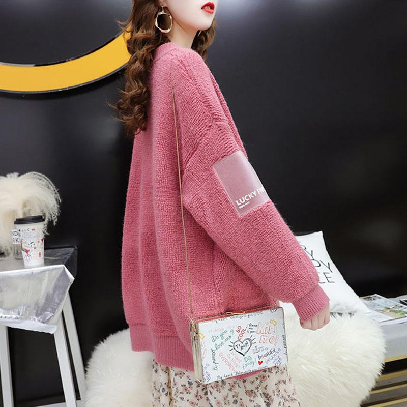 Autumn and Winter Zipper Casual Sweater Loose All-match Knit Top Pure Color Simple Female Jacket