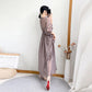 Summer Women Short-sleeved Chiffon Dress V-neck High Waist  Solid Beach Midi Dresses Sexy