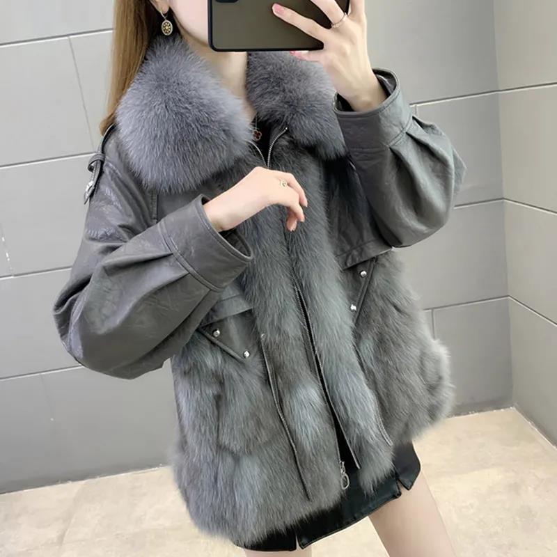 Autumn and Winter Models of Imitation Fur Coat Women's Short Thickened Loose and Thin Fashionable Fox Fur Plush Coat