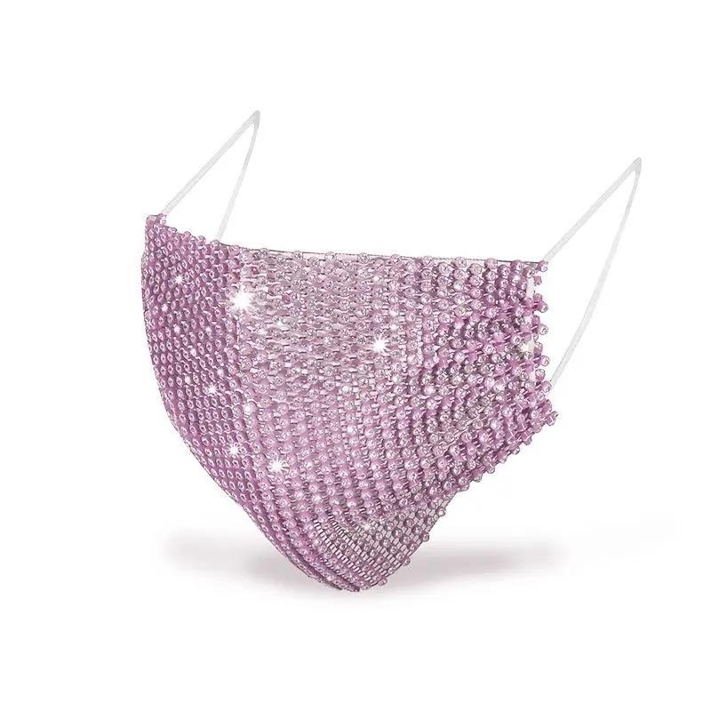 Women's Crystal Rhinestone Decorative Mask Luxury Diamond Face Mask Elastic Adult Masks Rhinestone Mask Steetwear Facial Mouth Mask