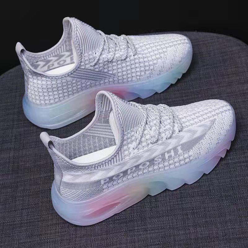 Women's Rainbow Jelly Soft Bottom Mesh Shoes Summer Mesh Breathable Sports Leisure Running Shoes Jogging Fitness Shoes