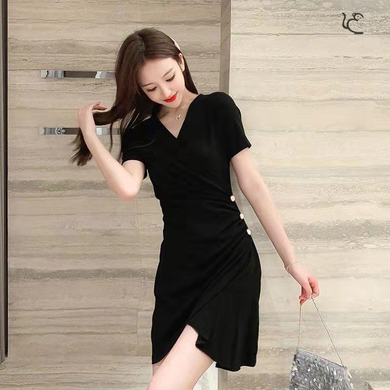 Irregular Folds Sexy M-XXXL Women's Summer Dress Short Sleeve V-Neck Knee-length Daily Wear Office Dating Party