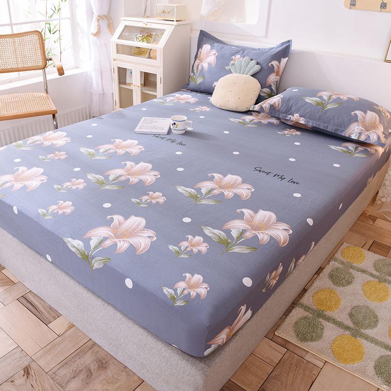 Thick Three-piece Cotton Bed Sheet Pillowcase Non-slip Protective Cover Cotton Bedspread Mattress Cover