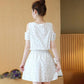Cotton Short Off-shoulder Dress Floral Waist Slimming Dress Ladies Off-shoulder Dress Cotton Fabric Sweat-absorbent and Breathable