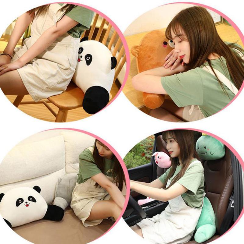 Cute Animal Car Neck Pillow and Lumbar Pillow Seat Support Pillow Breathable Relaxation Artifact