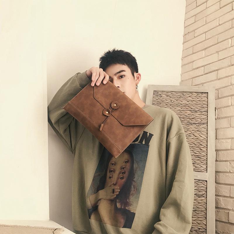 Business Paper Bag Men Versatile Leather Waterproof Stereotype IPAD Handbag Envelope Clutch Bags