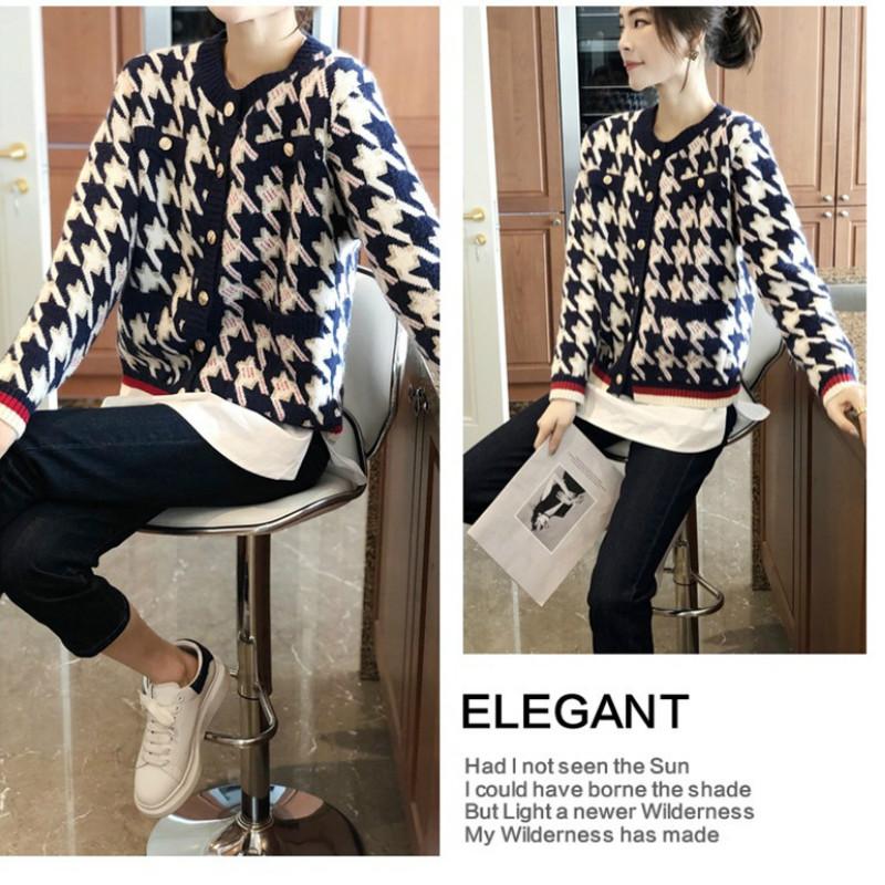 Women's Cardigan Jacket Round Neck Short Retro Spring and Autumn Knitted Sweater