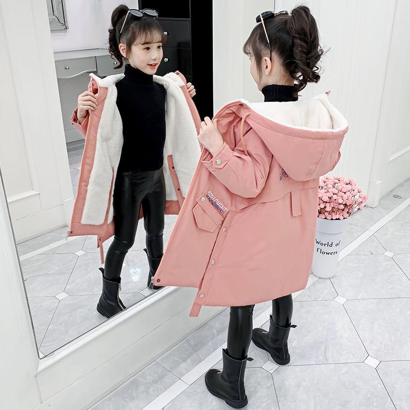 Girls' Warm and Windproof Cotton Clothes Mid-length Padded Winter Coat
