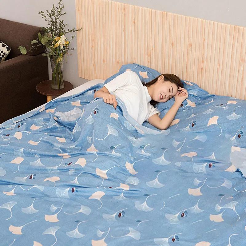 Washed Cotton Travel Dirty Sleeping Bag for Hotels Guesthouses Portable Single or Double Bedclothes Travel Train Sleeping Bag