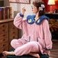 Ladies Cartoon Pajamas Autumn and Winter Coral Velvet Thickening Plus Velvet Pajamas Winter Warm Flannel Long-sleeved Plus Size Home Service