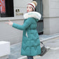 Women's Mid-length Cotton-padded Jacket Over-knee Fluffy Big Fur Collar Hooded Down Jacket Waist Was Thinner and Thick Winter Padded Jacket