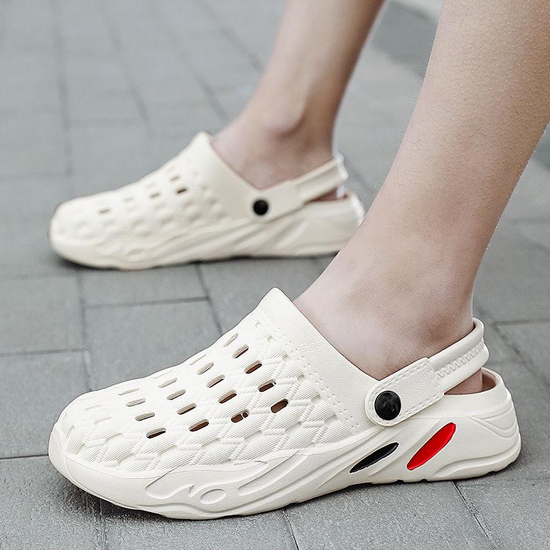 Hole Shoes Men's Summer Korean Trend Outdoor Beach Shoes Sandals Personality Half Drag Dual-use Sandals Tide Men's Slippers