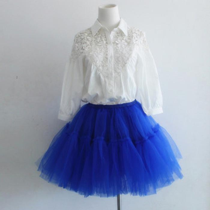 Pofulove Tulle Skirt Pleated Tutu Skirts Women Lolita Bridesmaids Vintage Midi Skirt A-line Skirts