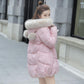 Thick and Warm Cute Down Jacket Loose Warm Cotton Jacket with Fluffy Fur Collar Hooded Short Down Jacket Thick Warm Thick Coat