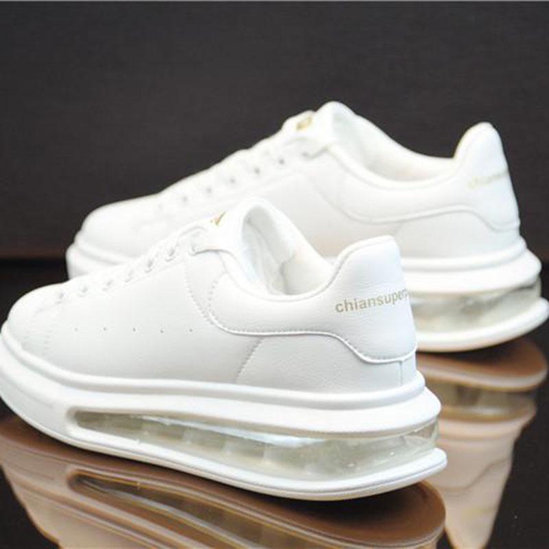 Men Women Sneaker White Leather Sports Shoes Couple Casual Shoes  Increased Running Shoes Unisex