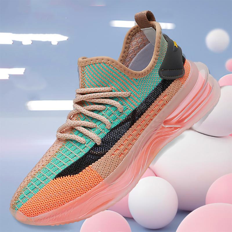 Summer Men's Shoes Popcorn Running Shoes Flying Woven Male Breathable Couple Models Sneakers