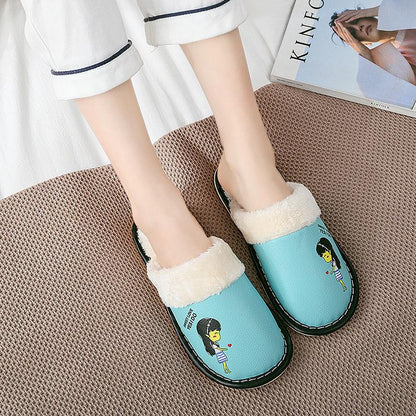 Autumn and Winter Pure Cotton Slippers Indoor Non-slip Soft-soled Shoes Warm Simple Plush Cotton Shoes