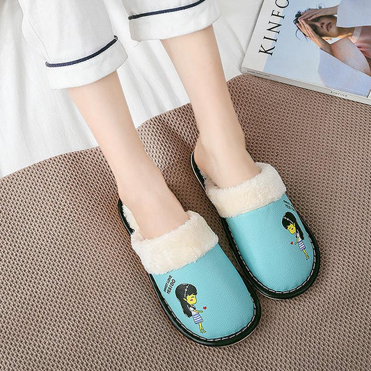 Autumn and Winter Pure Cotton Slippers Indoor Non-slip Soft-soled Shoes Warm Simple Plush Cotton Shoes