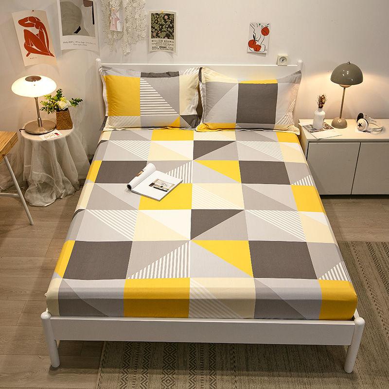 Skin-friendly Cotton Protective Cover Mattress Cover  Three-piece Non-slip Thickened Bedspread Bed Sheet Pillowcase