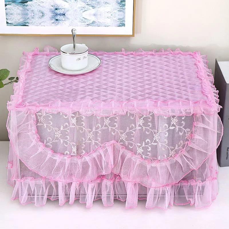 Lace Yarn Edge Microwave Oven Cover Cloth Dustproof Curtain Kitchen Household Antifouling Cover Towel