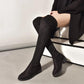 35-42 Size Women Thigh High Flat Boots Black Leather Boots Winter Fall Shoes Velvet Warm Over The Knee Fur Boots