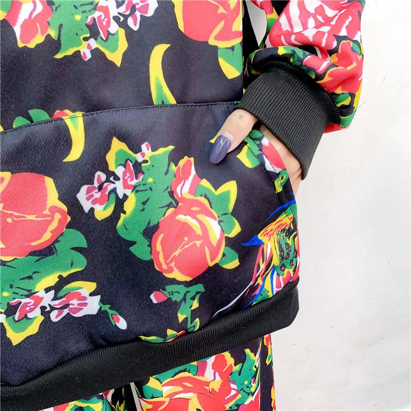 2pcs/set  Women Sweatshirt Set Loose Printed Hoodies Harem Pants Two-piece Set Laies Outfits