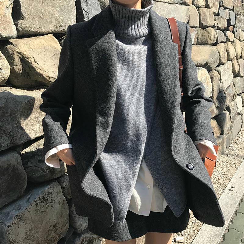 Jacket Women Overcoat Wool Coat Suits Autumn Winter Short Slim Blend Clothes Outerwear Wool Jacket