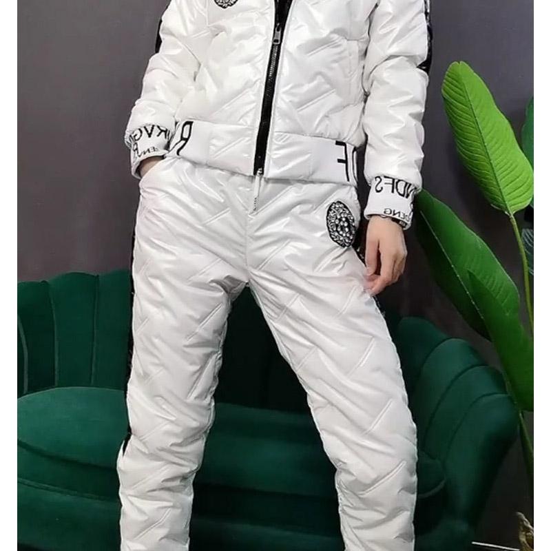 Winter Style Korean Fashion Down Cotton Jacket Suit Women's Hooded Thick Cotton-padded Jacket Cotton Trousers Casual Two-piece Suit