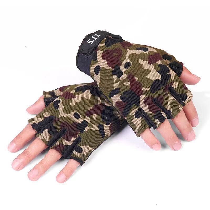 Men's Outdoor Training Tactical Half-finger Gloves Cycling Sports Fitness Gloves Military Fans Driving Fingerless Half-cut Leather Gloves