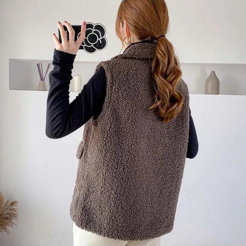 Imitation Lamb Wool Plus Velvet Thick Vest Spring and Autumn All-match Casual Jacket