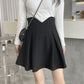 Female Simple High Waist Pleated Short Holiday Skirt Slim Elegant Black Party A-line Miniskirt