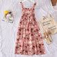 Women Summer Halter Dress Vintage High Waist Backles Holiday Long Dress Elegant Slim Floral Print Sleeveless Casual Dress