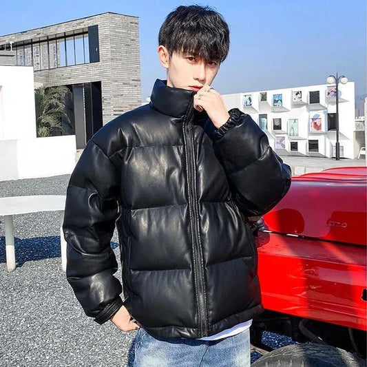 Autumn and Winter Down Jacket Men's Thick Plus Fleece Plus Size Jacket Trendy Men's Cotton Coat