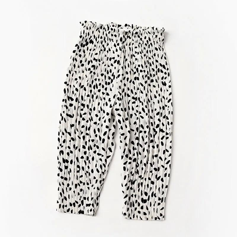 Summer Children's Chiffon Trousers Girls' Casual Pants Closed Wave Point Anti-mosquito Nine-point Pants Summer Cool Pants Children's Harem Pants