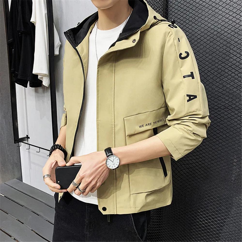 Spring & Fall Boutique Jacket Men Hooded Coat Trendy Casual Top Loose and Comfortable Windbreaker Regular